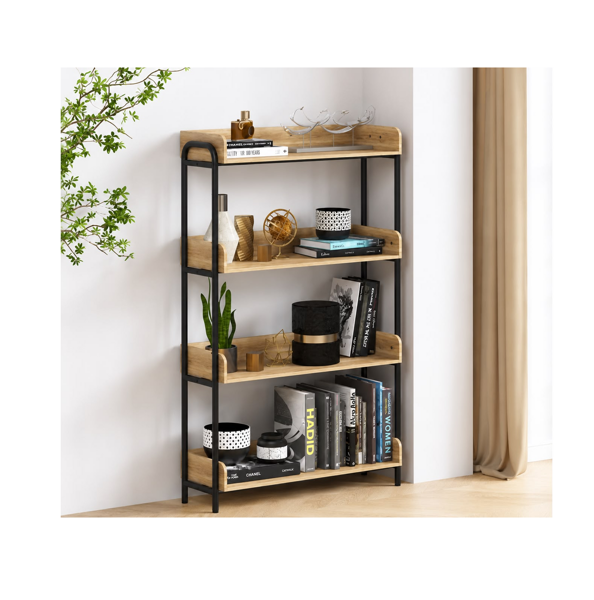 Estante estructura metálica con madera color pino