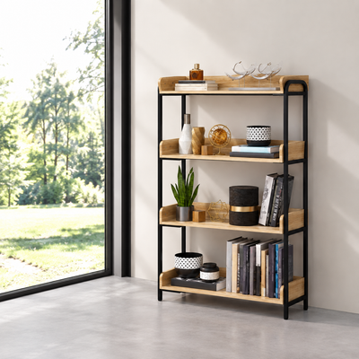 Estante estructura metálica con madera color pino
