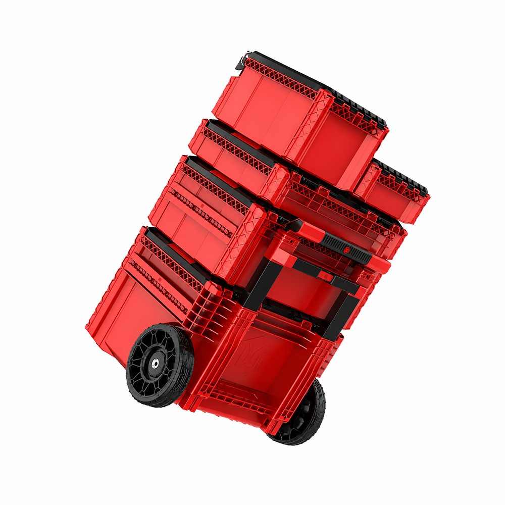 Caja de plástico combinada c/ruedas de 60 x 50 x 98 cm