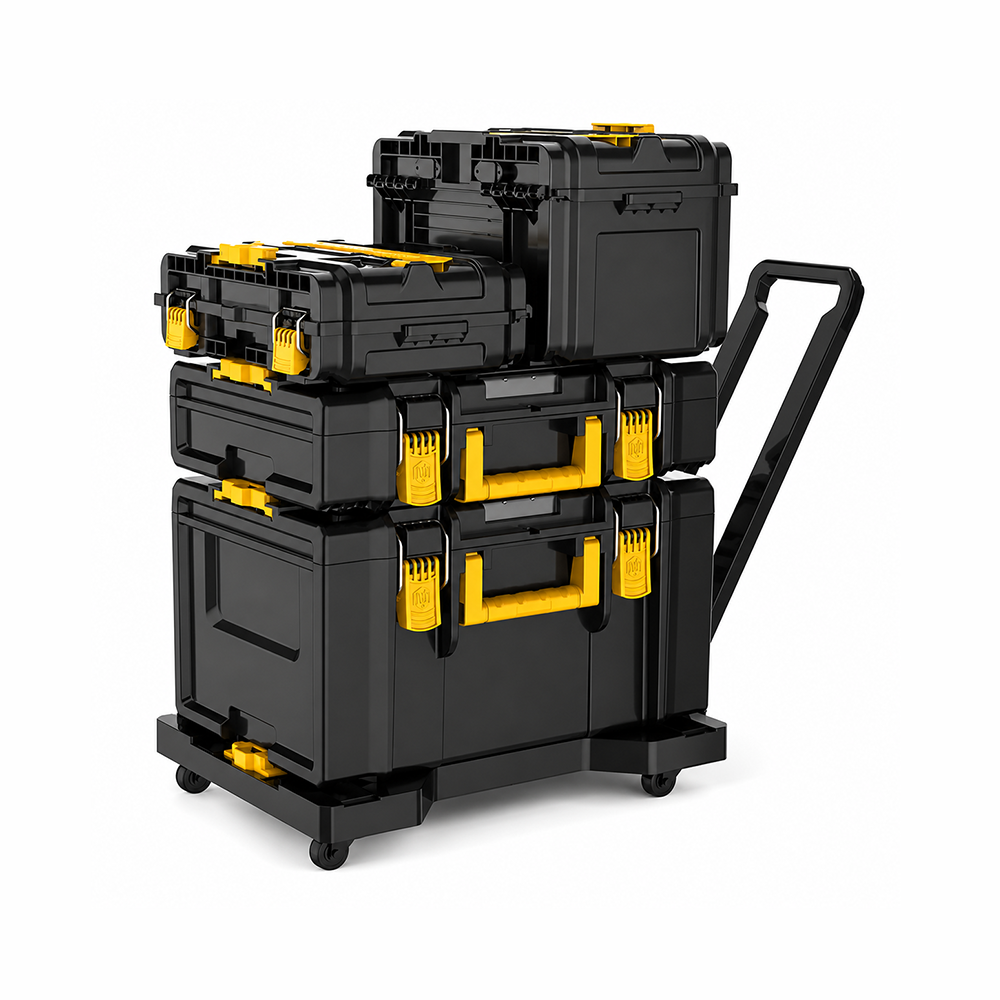 Caja de plástico combinada c/ruedas de 54 x 38 x 86 cm