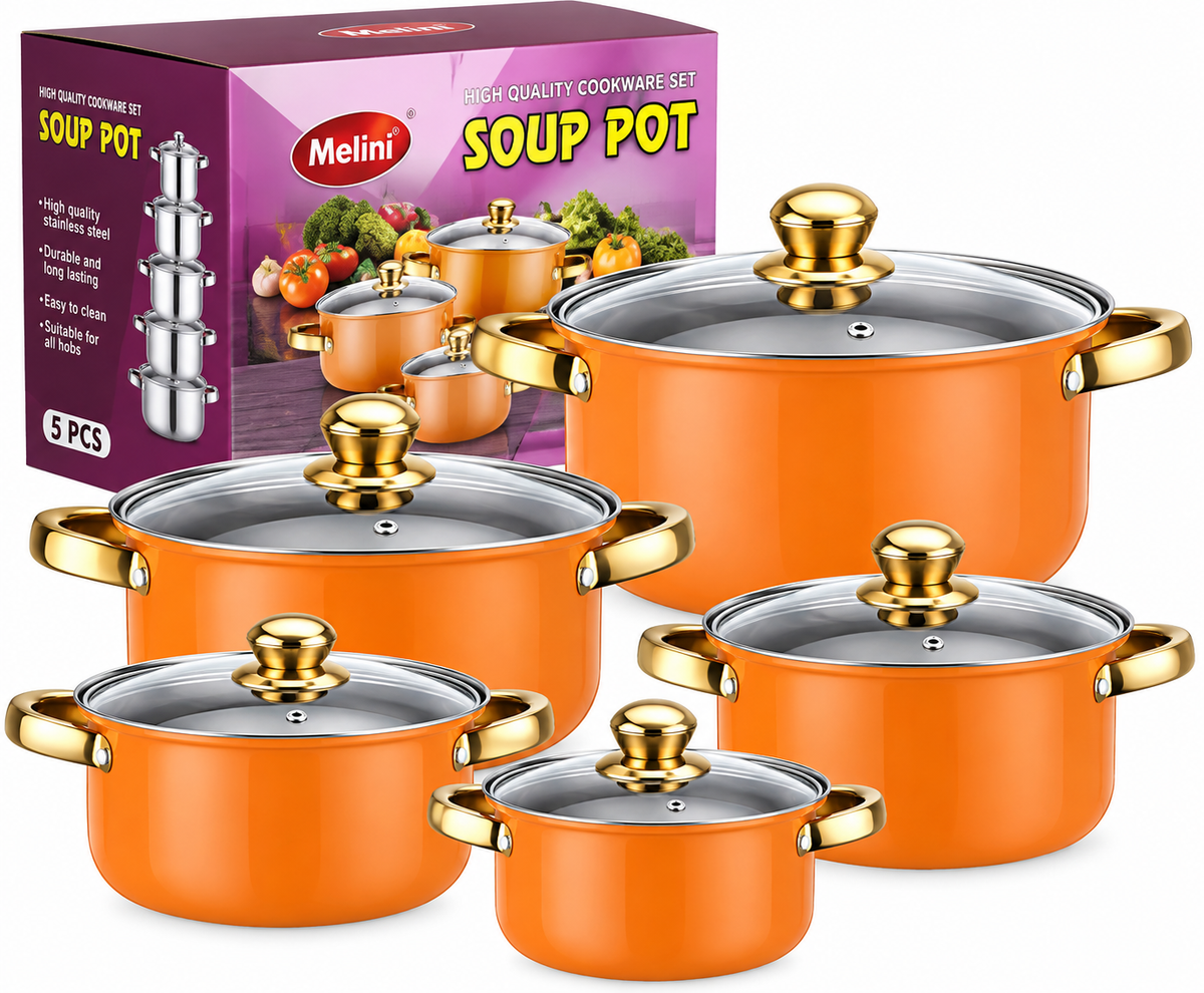 JUEGO DE OLLAS DE 10 PIEZAS EN ACERO INOXIDABLE