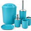 SET DE ACCESORIOS DE PLASTICO 6 PIEZAS PARA BAÑO COLOR NEGRO