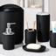 SET DE ACCESORIOS DE PLASTICO 6 PIEZAS PARA BAÑO COLOR NEGRO